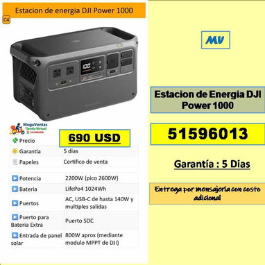MV-613-ESTACIONES DE ENERGIA TLF 51596013 Entrega por Mensajeria Costo Adicional - Img 123393008