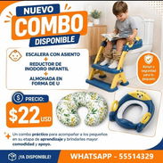 ESCALERA CON ASIENTO REDUCTOS DE INODORO INFANTIL + ALMOHADA EN FORMA DE U, ENTREGA DE FACTURA, VARIEDAD DE COMBOS - Img 56946622