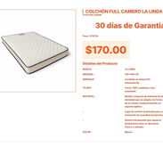 Colchón Full La Linda 135x190: Calidad La Linda Original por $170 VPT#-0095 - Img 55444833