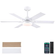 Ventilador de techo moderno MADSHNE 46 pulgadas 6 aspas, LUCES LED (3 MODO DE ILUMINACIÓN) BLANCO, ASPAS REVERSIBLES NUE - Img 54439919