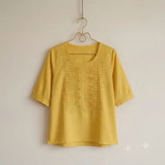 Blusa mujer amarillo con detalles bordados talla L - Img 57069984