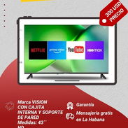 Televisor (TV) VISION de 43” CON CAJITA INTERNA (incluye soporte de pared) - Img 55664810
