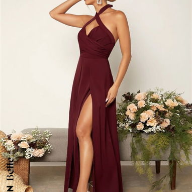 VENDO VESTIDO LARGO CON ESPALDA DESCUBIERTA, CRUZADO Y ANUDADO - Img 115006854