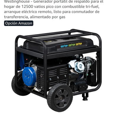 Westinghouse - Generador 12 500 watts Tri Fuel*Online - 4/10