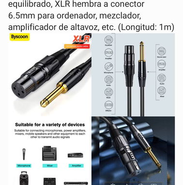 Cable de Audio de jack 6.5mm a XLR macho/hembra - Img 85457870