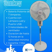 Ventilador Recargable De Pedestal Marca Sankey. Duración de 12 horas en la mínima velocidad. Garantía y Mensajería - Img 54453075
