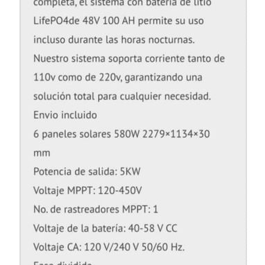 Kit fotovoltáico 6k  inversor de 6 k y batería de 5k - Img 120527995