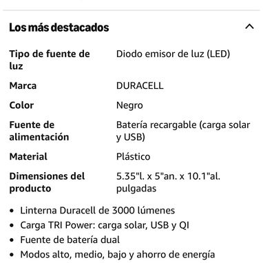 🔦 Lámpara Solar Duracell 3000 Lúmenes – ¡La solución para los apagones! - 6/8