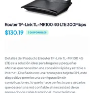 Router TP-Link TL-MR100 4G 300Mbps - Img 56684839