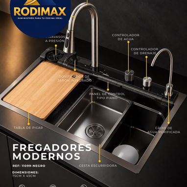 Fregaderos inteligentes modernos con accesorios - 2/9