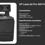 ➡️Vendo Impresora monocromática (B/N) HP LaserJet Pro 400 M401dw [Wifi/USB/LAN e impresión Dúplex] en 300 USD⬅️ - Img 44692403