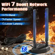 Eightwood Antena WiFi 7 + Bluetooth 5.4. WiFi 6E Tri-Band. 2.4GHz 5GHz 6GHz. Conector RP-SMA. Antena con base magnética - Img 55214303
