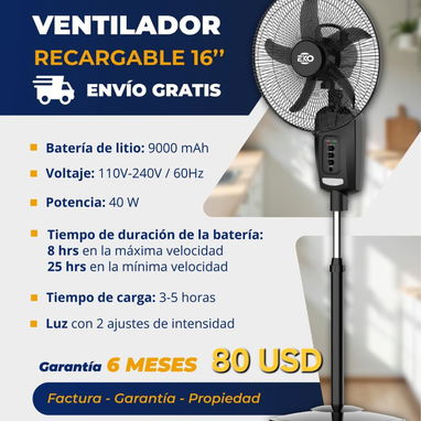 Ventilador, pared, pedestal, de mesa y recargables - 5/10
