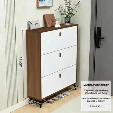 Zapatera de madera : Ideales para recibidor o espacios reducidos ( disponibles en 4 colores  )⭐️Domicilio Incluido⭐️ - 3/5