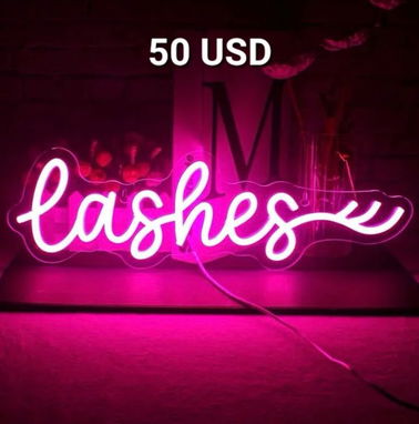 Cartel lumínico LUZ led super potente lashes para pestañas salón de pestañas lashista y calcomanias para la pared - Img 98121481