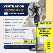 Ventilador de Pedestal Recargable 16pulg   80 USD ...56579735....Envio Gratis - Img 58335911