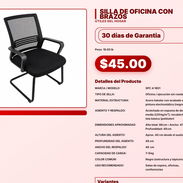 SILLA DE OFICINA CON BRAZOS . - Img 57567557