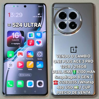 Vendo o cambio , One Plus Ace 3 Pro , 12gb / 256gb , Snapdragon 8 gen 3 , 6000 mah , 480 usd , 51283035 - Img 122663141