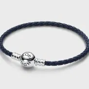 Pulsera de cuero negro Pandora de plata ale s'925 - Img 57575859