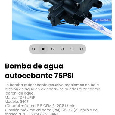 Bomba de agua autocebante 75PSI. La bomba autocebante resuelve problemas de baja presión de agua en viviendas - 2/6
