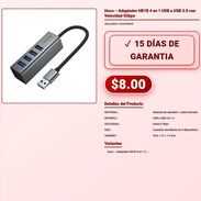 Hoco – Adaptador HB1B 4 en 1 USB a USB 3.0 con Velocidad 5Gbps . - Img 57877603