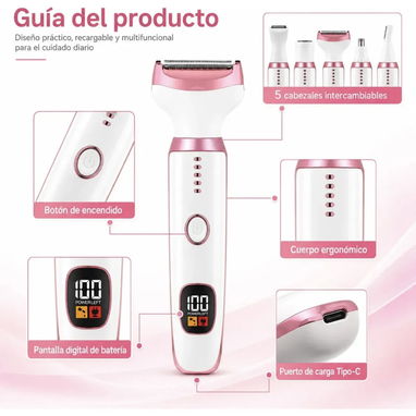 DEPILADORA RASURADORA CORPORAL 5 EN 1 - 8/10