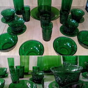 Precioso Juego de cristal en verde decorado - Img 45431119