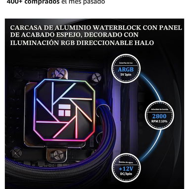 Thermalright Aqua Elite 240 V3 Enfriador de CPU de refrigeración por agua, ventiladores PWM ARGB dobles con rodamientos - Img 125851618