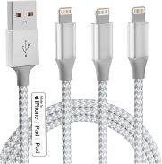 Cargador para iPhone [certificado Apple MFi] Paquete de 3 cables Lightning de 10 pies de largo, cable USB trenzado de na - Img 46067636