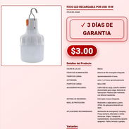 FOCO LED RECARGABLE POR USB 10 W . - Img 57881673