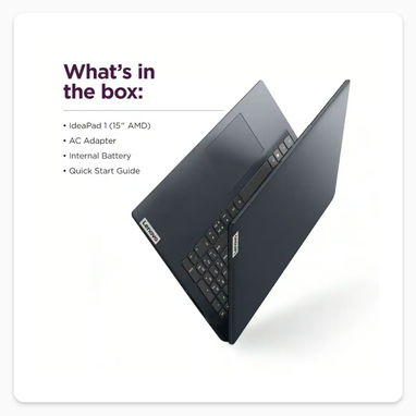 Laptop Lenovo IdeaPad 1 15.6'' AMD Ryzen 5 7520U 8GB RAM 256GB SSD Almacenamiento (Modelo 82VG00QFUS) - 💙Azul Oscuro 🔶 - 2/8