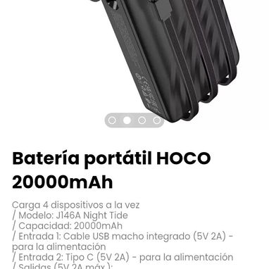 Batería portátil HOCO 20000mAh. Modelo: J146A Night Tide - Img 121331786