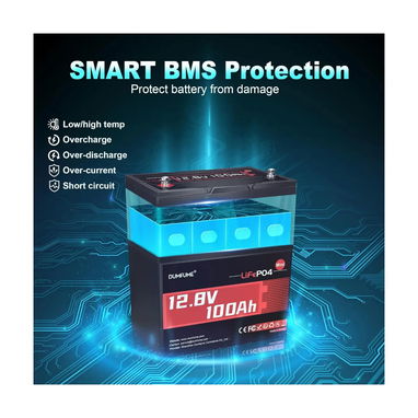 Batería LiFePO4 DUMFUME de 12 V 100 Ah con BMS de 100 A, formato mini 12.8V 100AH - 3/3