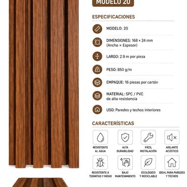 Lambrines paneles decorativos wpc y pvc precio de 1ra mano - 3/5