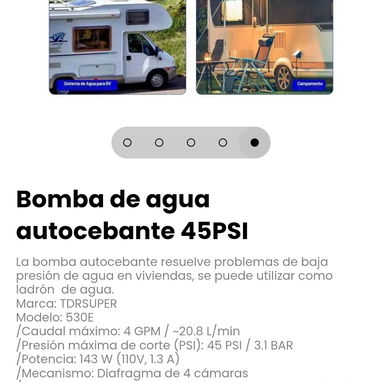 Bomba de agua autocebante 45PSI. Incluye: 1 Filtro de agua roscado , adaptadores 1/2" y 1 rollo de teflon - 6/6
