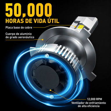 Bombillos H4 LED AUXITO Serie Y19 H4/9003 (HB2) 6500K Blanco Frío 30,000 LM - 6/7