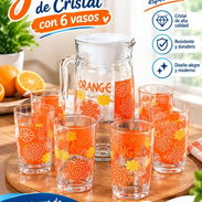 Juego de jarra con 6 vasos de cristal. ✅💔🎂💜 - Img 58412407