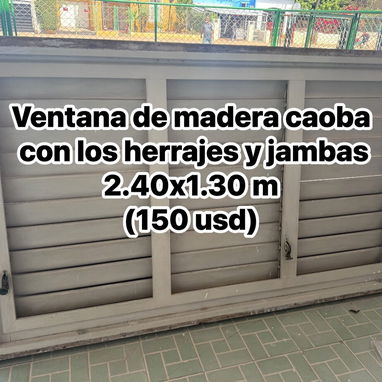 Ventana de madera (caoba) con los herrajes y jambas 2.40x1.30 m (150 usd) - 2/2