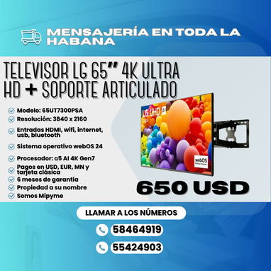 📺 TELEVISORES LG UHD 4K 🚨 SMART TV ✅ 65 PULGADAS 💲630 USD ➕ SOPORTE ARTICULADO 💲650 USD - Img 117471592