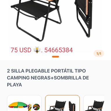 Oferta. 2 en 1. Sombrilla playera + 2 Sillas plegables - 2/4