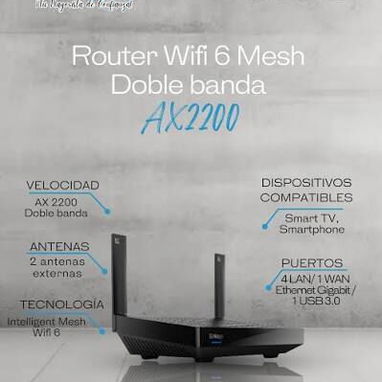 Router Linksys AX2200 de Doble Banda Tecnología Wi-Fi 6 /USB 3.0 - Img 124157419