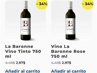✨VINOS ✨• La Baronne Vino Tinto 750 ml2.97$ • Vino La Baronne Rose 750 ml2.97$ • Vino Pirovano Collezione Grande Amores - Img 66016484