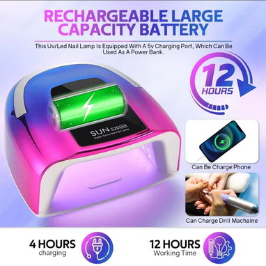 LÁMPARAS UV/ LED PROFESIONAL RECARGABLE 200W - 6/6