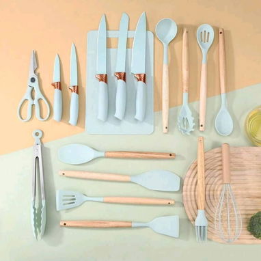 Set de utensilios de silicona con cuchillos y tabla (18 piezas) - Img 119912501