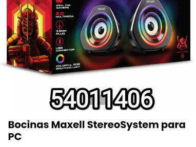 !!!Bocinas Maxell Nuevas en su caja/ StereoSystem para PC Sistema estéreo 2.0 con luces RGB!! - Img main-image