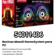 !!!Bocinas Maxell Nuevas en su caja/ StereoSystem para PC Sistema estéreo 2.0 con luces RGB!! - Img 45601364
