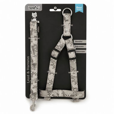 SET DE ARNÉS AJUSTABLE / Correa para Perro con Estampado Camuflaje Pixelado. - Img 126468545
