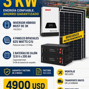 Kit solar de 3 kw  Inversor híbrido Must de 3k para la 110/220 v 4 paneles Bifaciales 625 watts - Img 56813110
