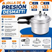 OLLA DE PRESIÓN DESMATT! 🔥 🍲 4 L — $28 USD 🍲 5 L — $33 USD - Img 57020915