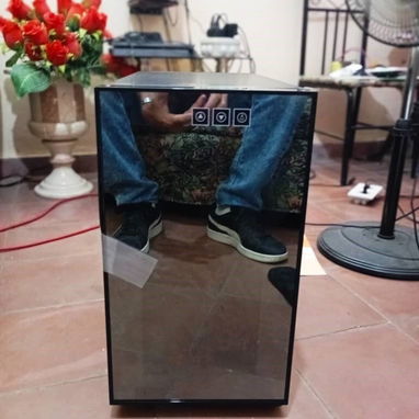 Mini nevera vinoteca de 23 Litros de 220 volt y bandejas interiores de madera con cristal efecto espejo - Img 104227825